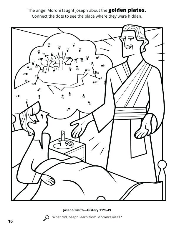 591x768 Angel Moroni Visits Joseph Smith Coloring Page