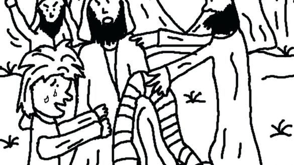 585x329 Coloring Pages Joseph And The Coat Of Many Colors Jacob Giving