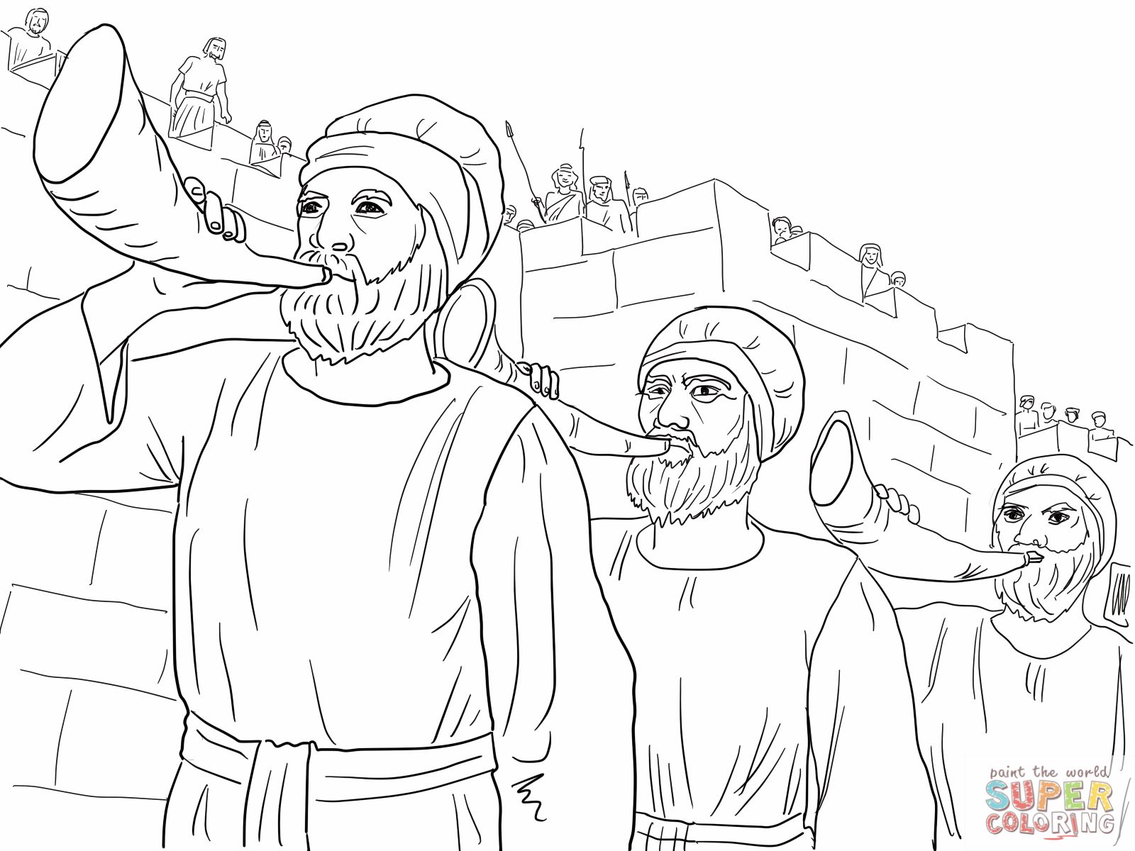 1600x1200 Joshua And The Army March Around Jericho Blowing Trumpets. Bible