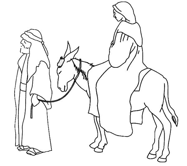 600x534 Cartoon Mary Joseph And The Donkey Lds Coloring Page