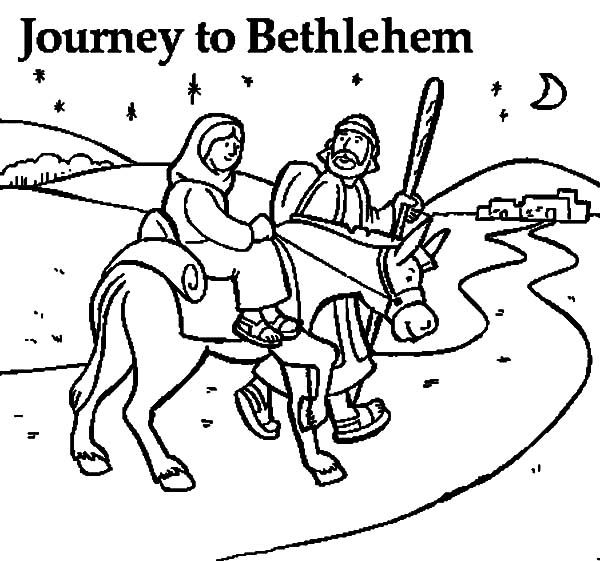 600x561 Mary And The Donkey Joseph Journey To Bethlehem Coloring Pages