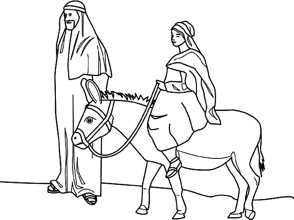600x450 Mary And The Donkey And Joseph Journey To Bethlehem Coloring Pages