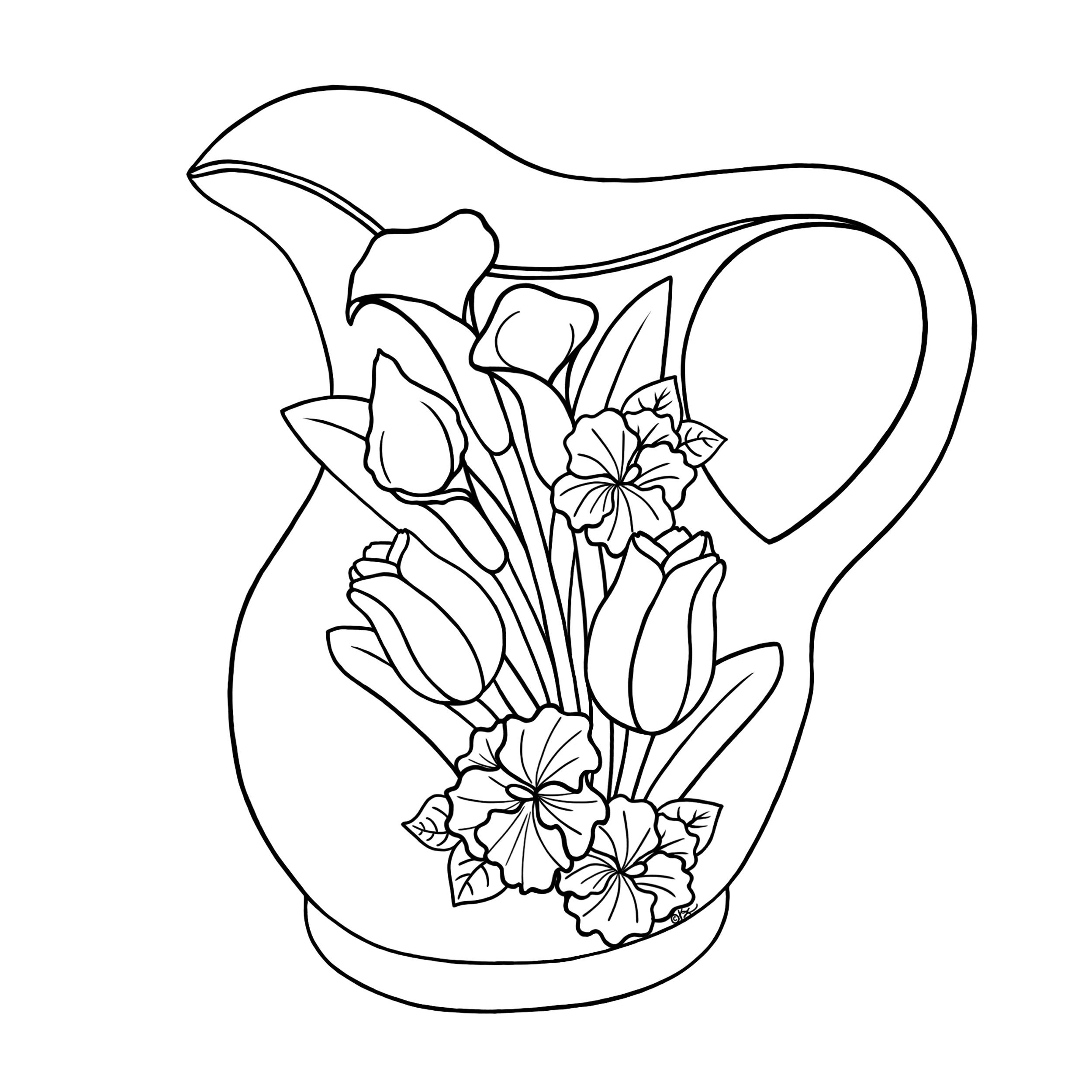 2500x2500 Floral Jug Bw Diy Amp Crafts Painting Patterns