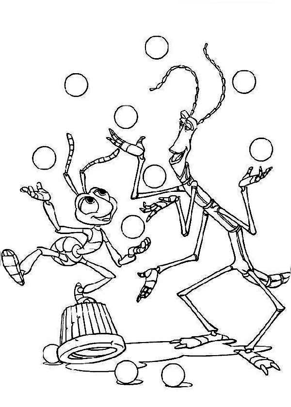 600x840 Flik And Slim Juggling Together In Bugs Life Coloring Pages