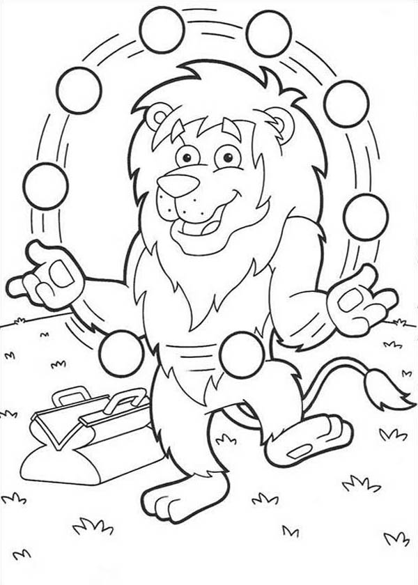600x840 Lion Juggling With Many Ball Coloring Page Color Luna