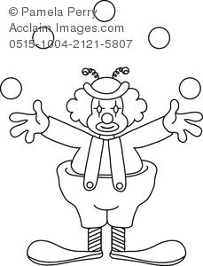 229x300 Clip Art Illustration Of A Clown Juggling Coloring Page