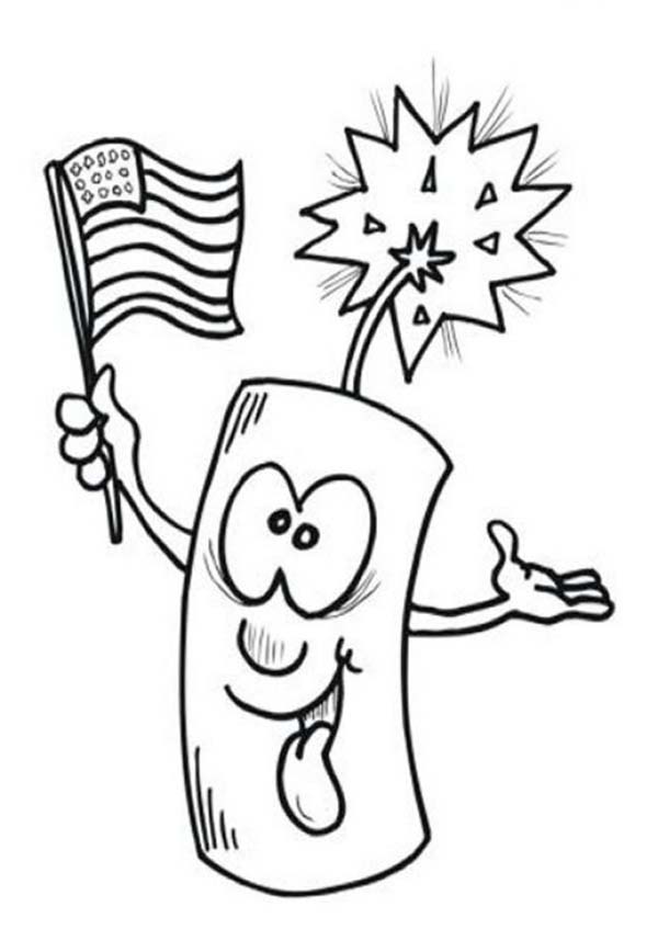 600x868 Ligh 4th Of July Firecrack Coloring Page