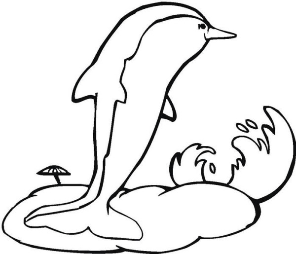 600x515 Beautiful Dolphin Rising And Jump In The Air Coloring Page