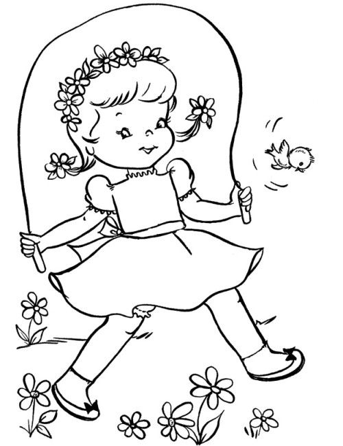 500x650 Small Kids Played Spring Coloring Pages Coloring Pages Kids