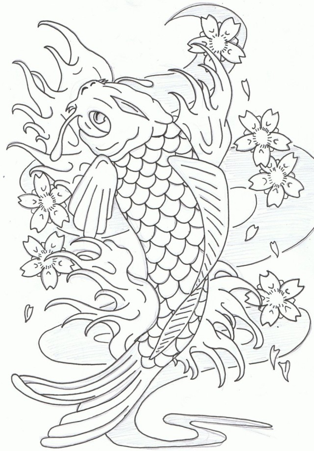 640x918 Koi Fish Coloring Pages