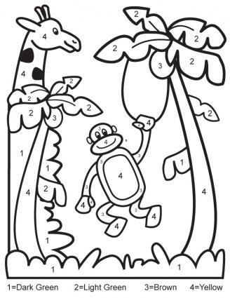 328x425 Color By Numbers Printables For Kids Number, Jungle Theme And School