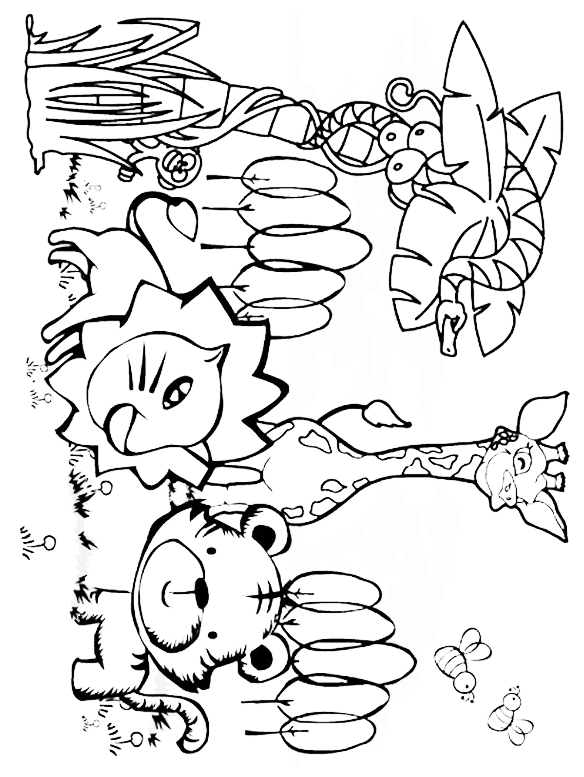 584x777 Free Printable Jungle Coloring Pages