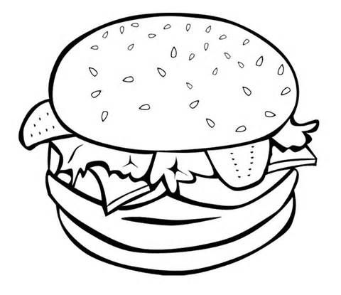 480x415 Junk Food Coloring Pages Junk Food Burger Coloring Page Kids