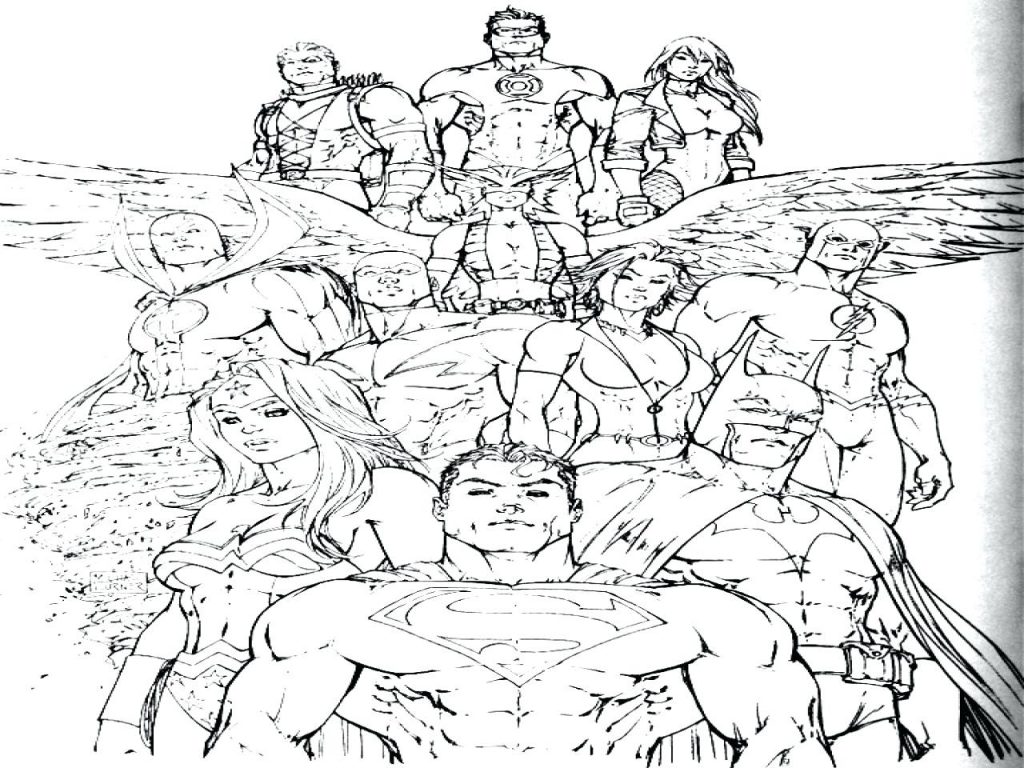 1024x768 Coloring Pages ~ Justice League Coloring Pages Size Superhero Id