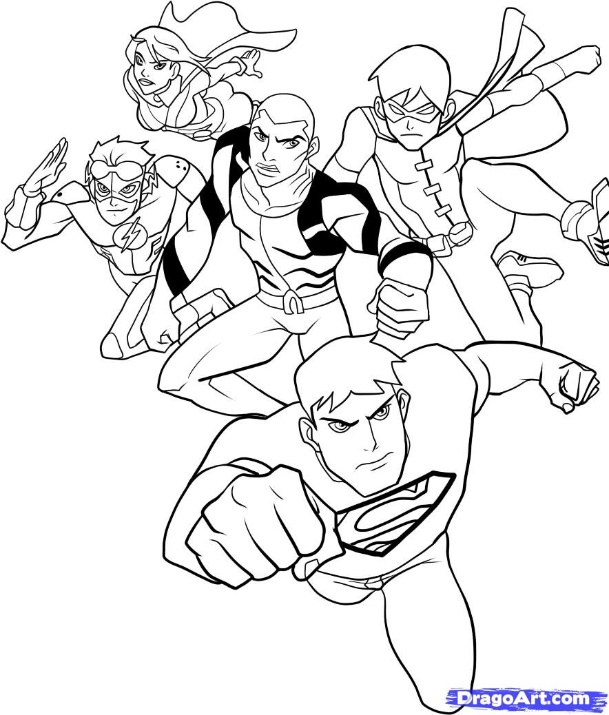 884x1038 Young Justice Coloring Pages