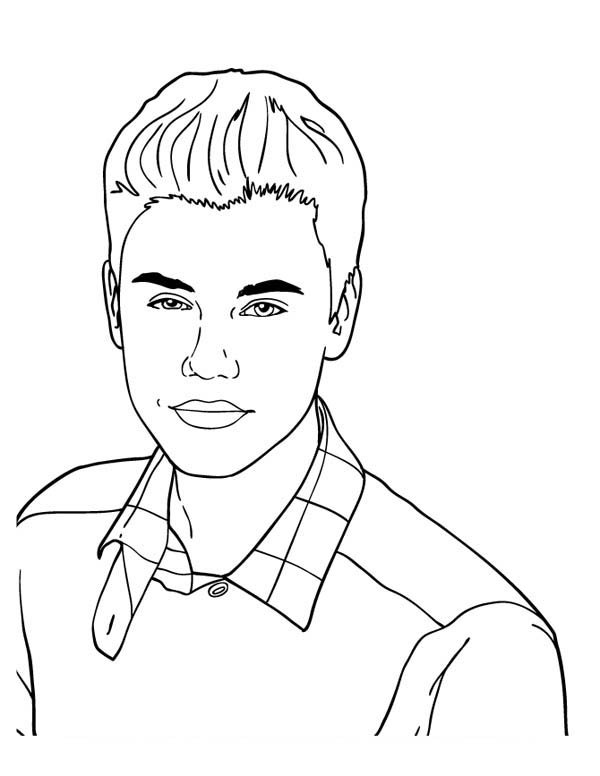 600x776 Cute Music Icon Justin Bieber Coloring Page
