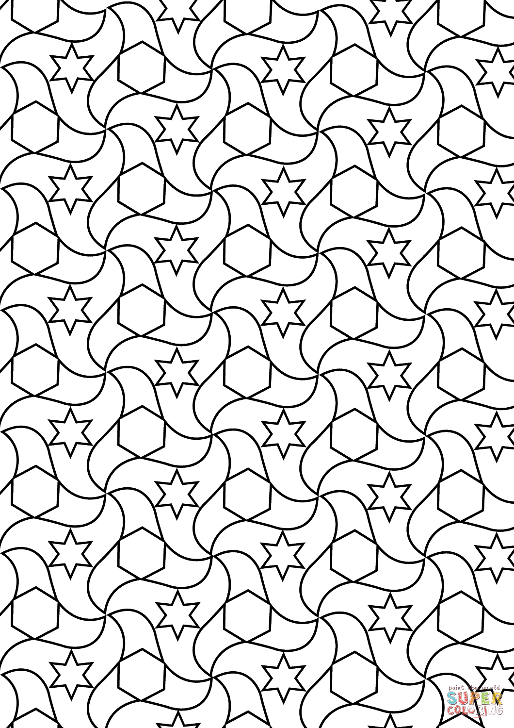 1060x1500 Islamic Patterns Coloring Page