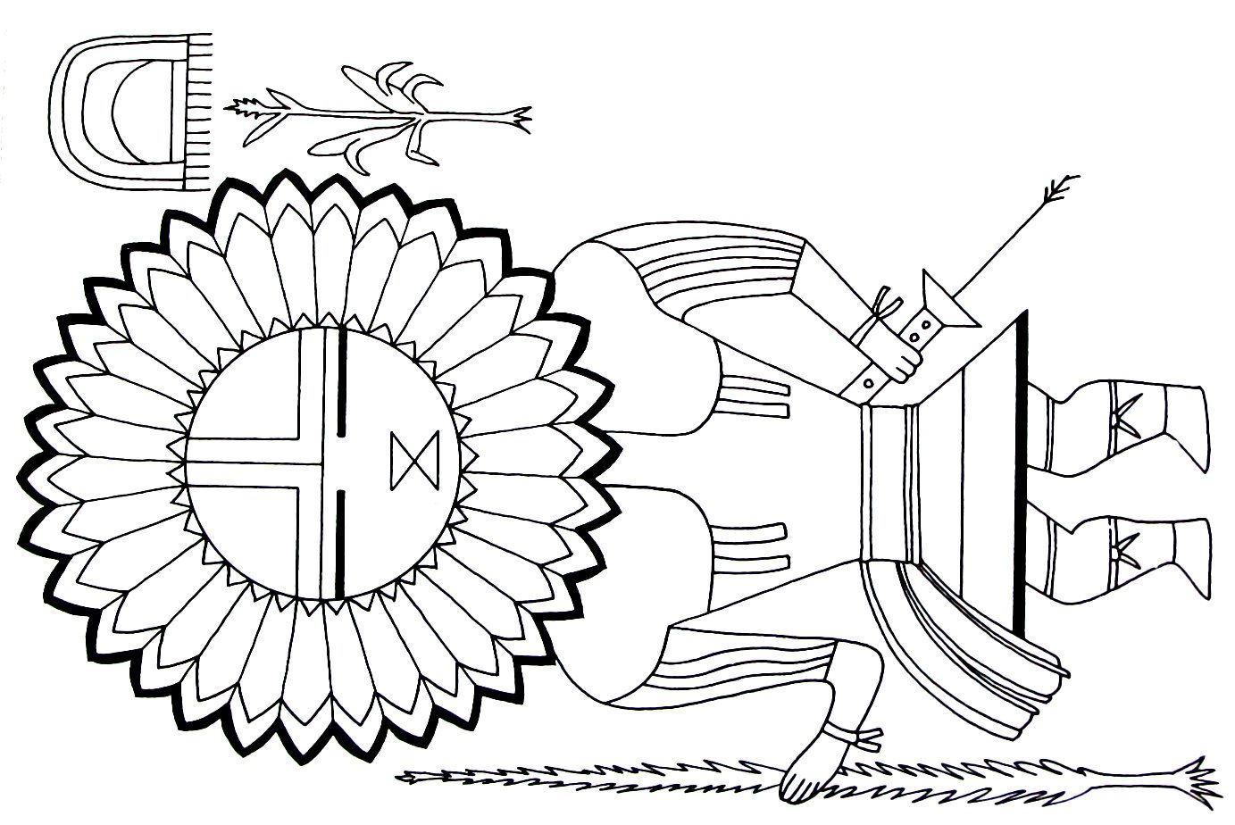 1383x924 A Sun Kachina From The Hopi Indians Printable Coloring Book Page