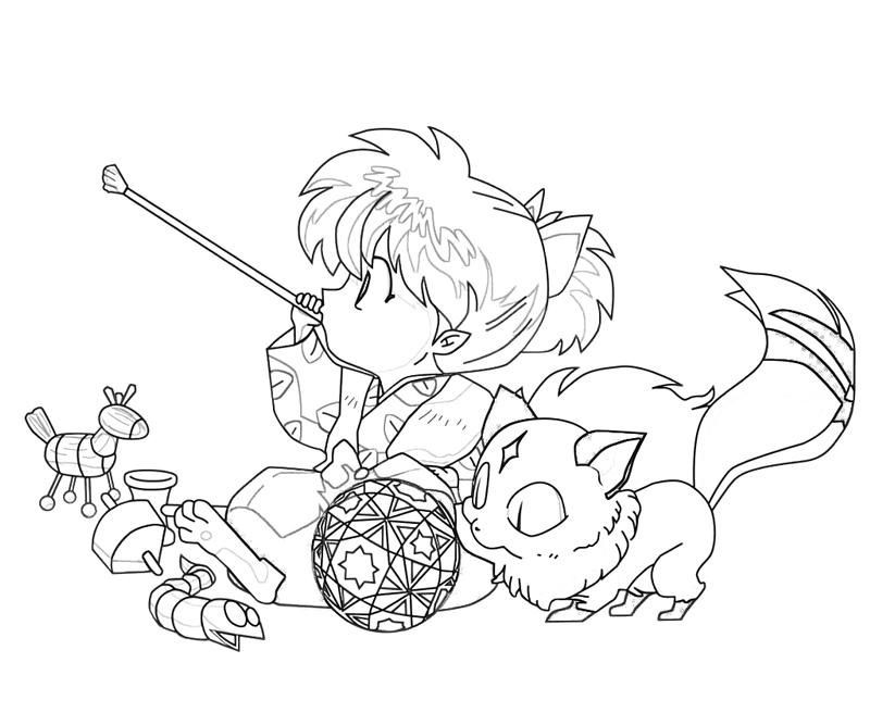 800x667 Inuyasha And Kagome Coloring Pages Cartoon Characters For Kids