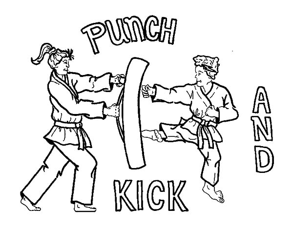 600x464 Karate Kid Coloring Pages Karate Kick And Punch Coloring Pages