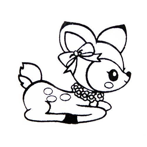 500x500 Cute Deer Stamp With Ribbon Kawaii Japan Kawaii, Stamps And Digi