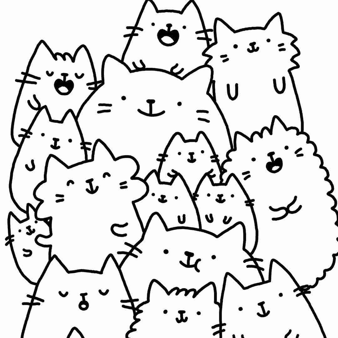 1080x1080 Kawaii Cat Coloring Pages Of My Kirakira Book Cute Doodle Cats