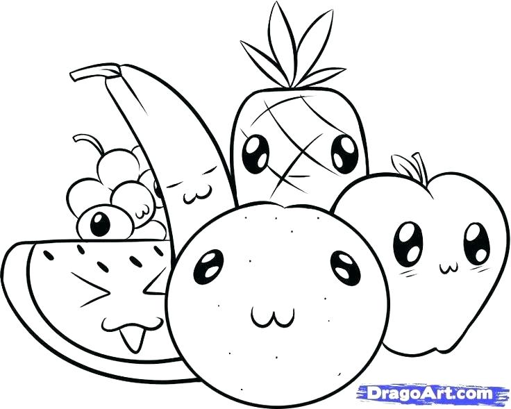 736x589 Coloring Pages Kawaii Various Food Coloring Pages Print Fruit