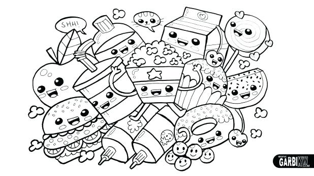 618x348 Kawaii Coloring Pages Printable Drawing Cute Food Easy