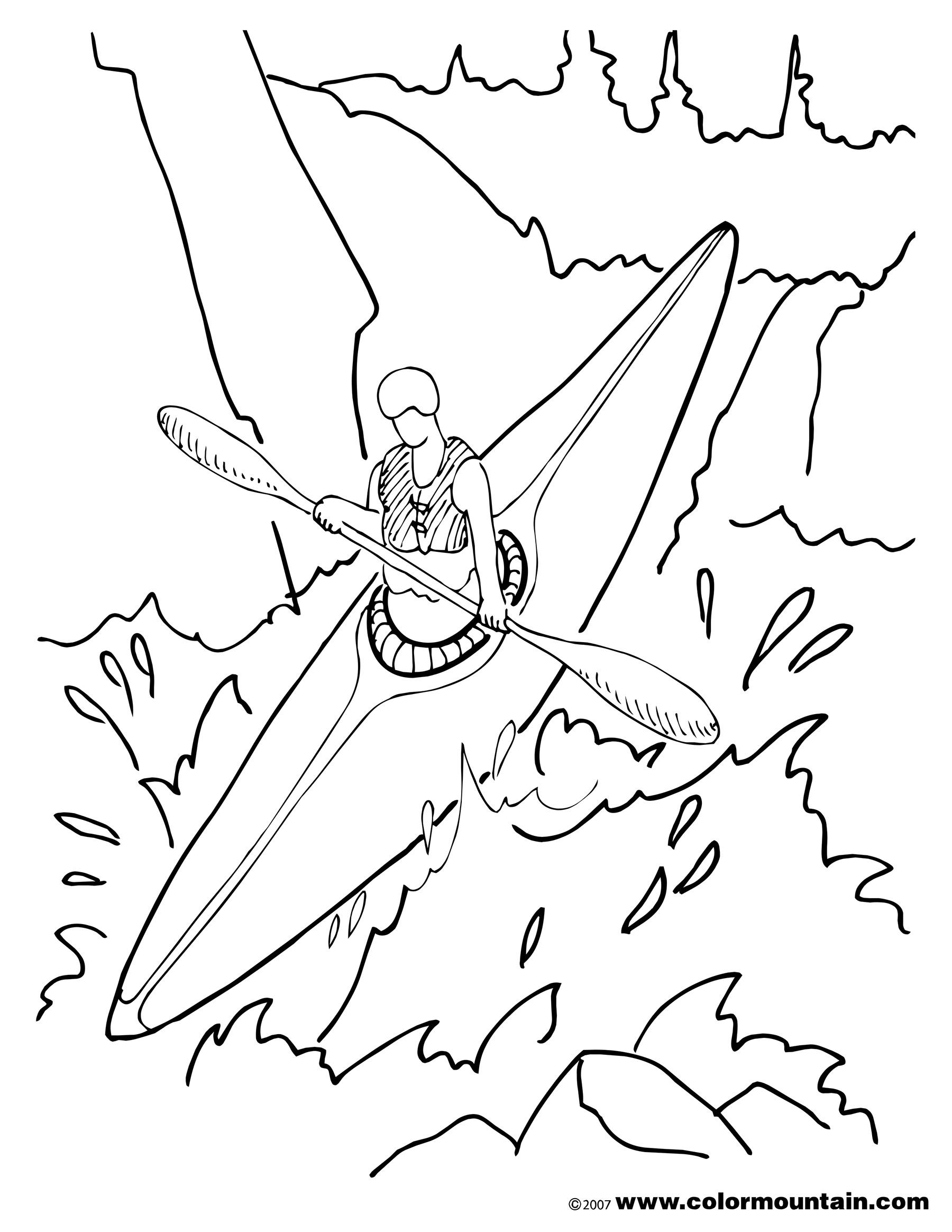 1800x2329 Kayak Coloring Page