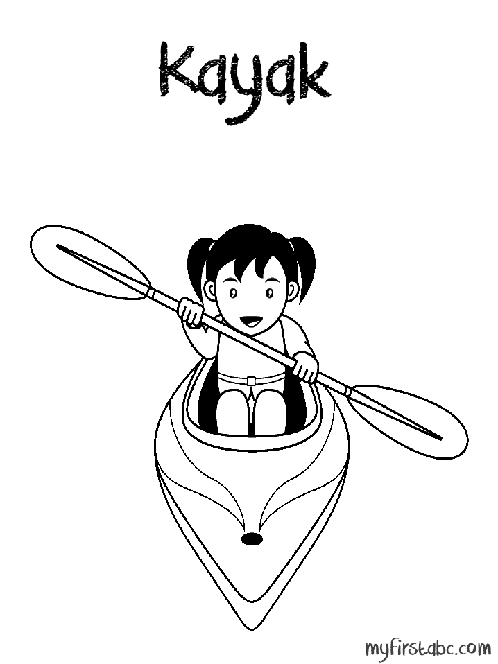 718x958 Kayak Coloring Page
