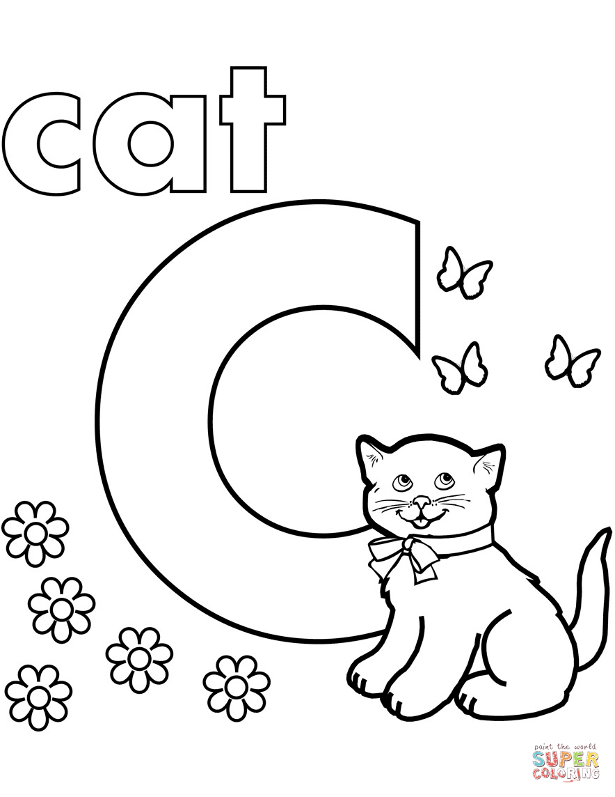 884x1144 C Coloring Pages Letter With Animals Page Free Printable On