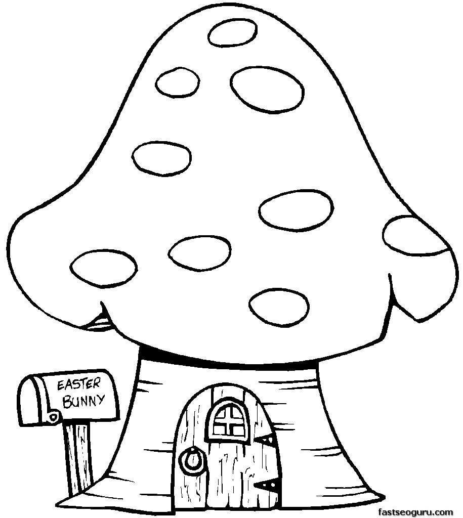 915x1024 Print Out Easter Bunny Mushrooms House Coloring Page For Kids