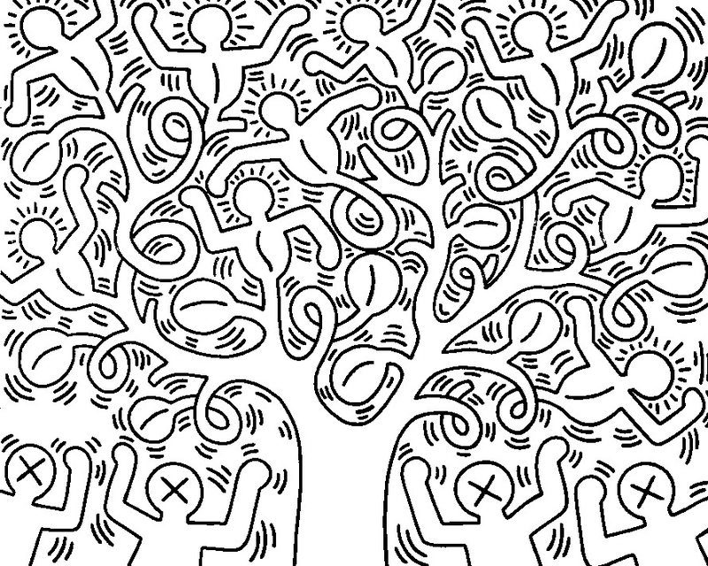 800x640 Coloring Pages For Adults Keith Haring, Printable, Free