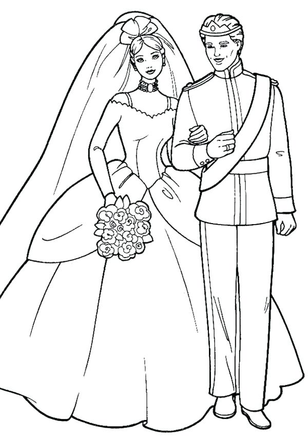 600x854 Wedding Coloring Page Barbie And Ken In Wedding Ceremony Coloring