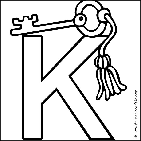 600x600 Alphabet Coloring Page Letter K Key Printables For Kids Free