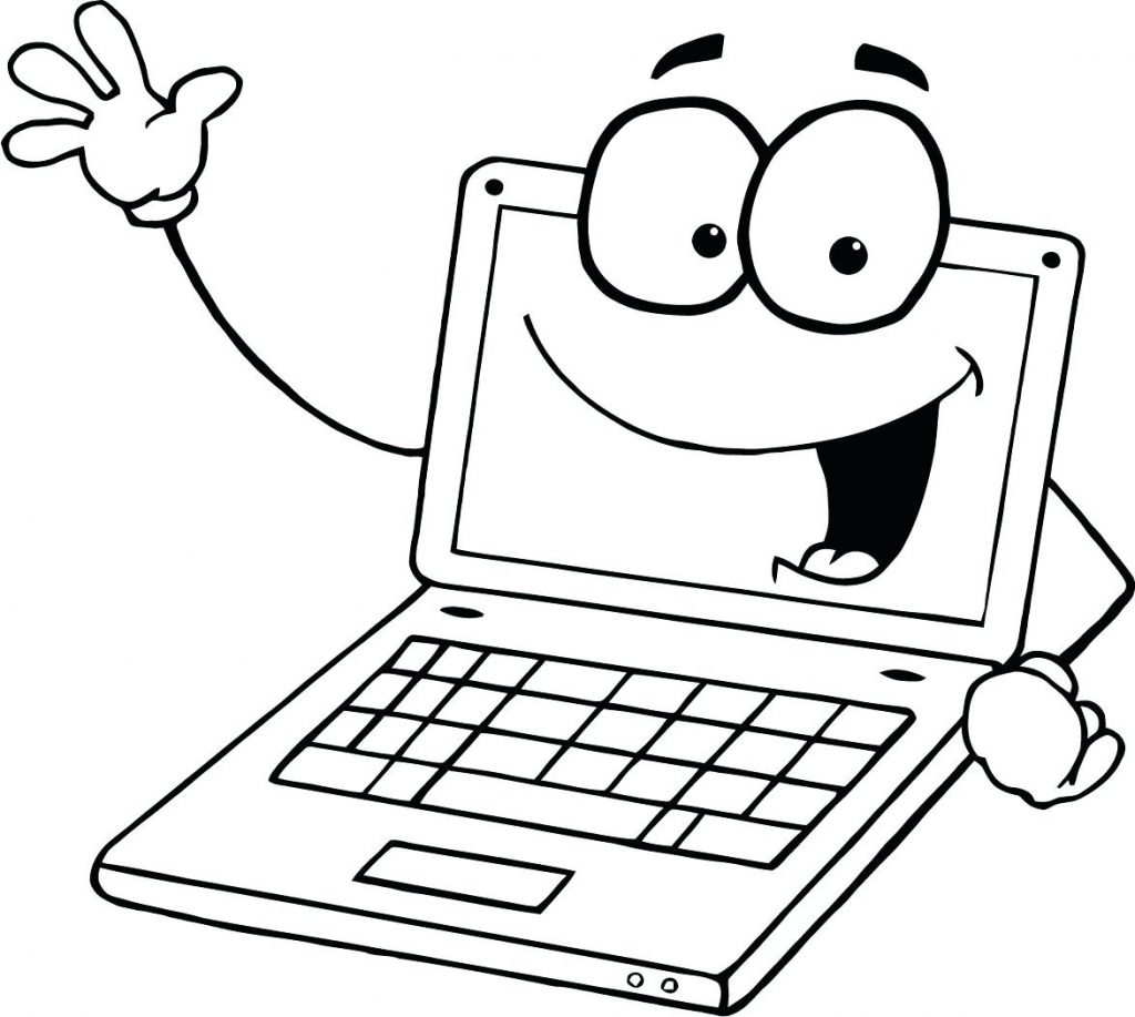 1024x917 Coloring For Kids Printable Laptop Pages Keyboard Singular Picture