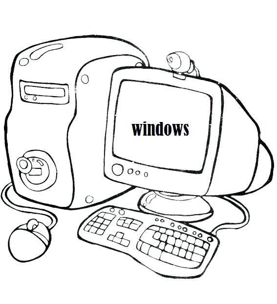 567x623 Computer Coloring Page A Computer With Mouse And Keyboard Coloring