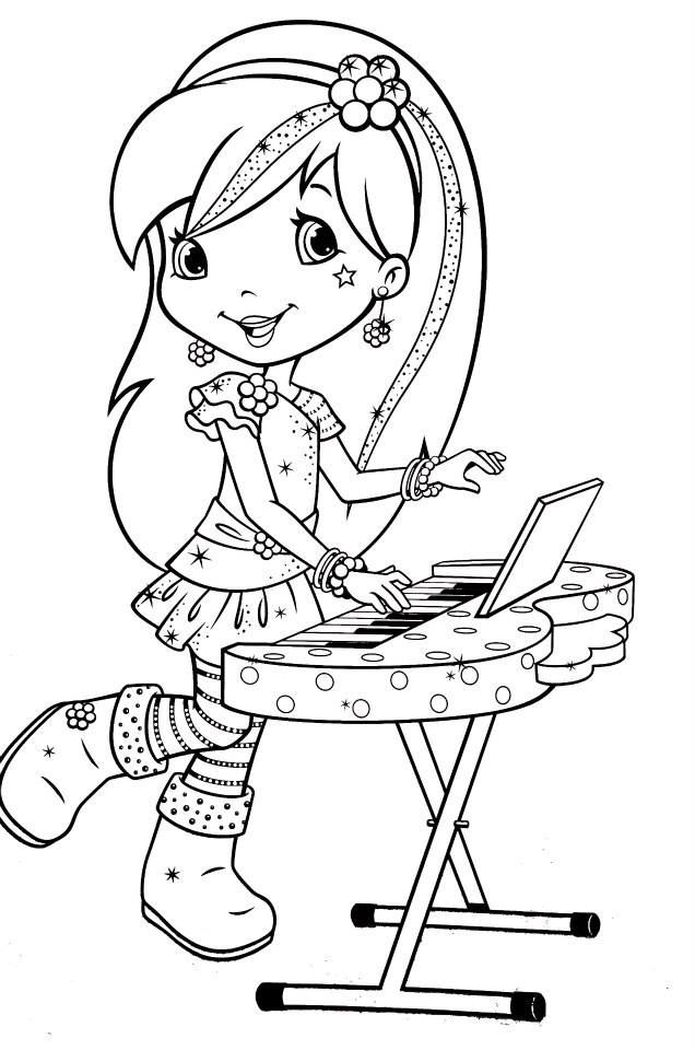 636x960 Raspberry Torte Playing Keyboard Coloring Pages Girls