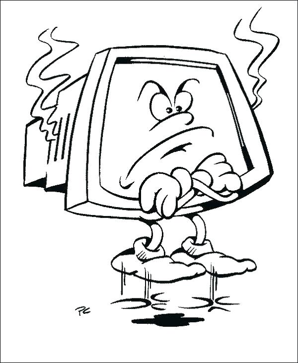 600x731 Computer Coloring Pages A Computer With Mouse And Keyboard