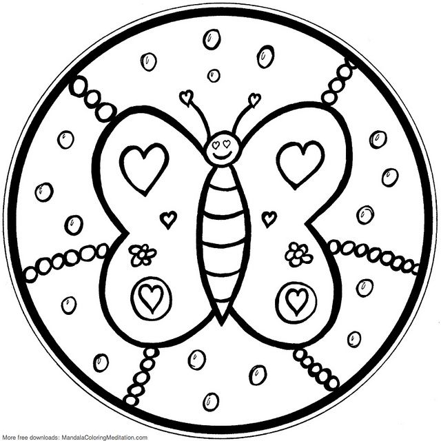 640x640 Printable Children Coloring Page Butterfly Mandala Mandala
