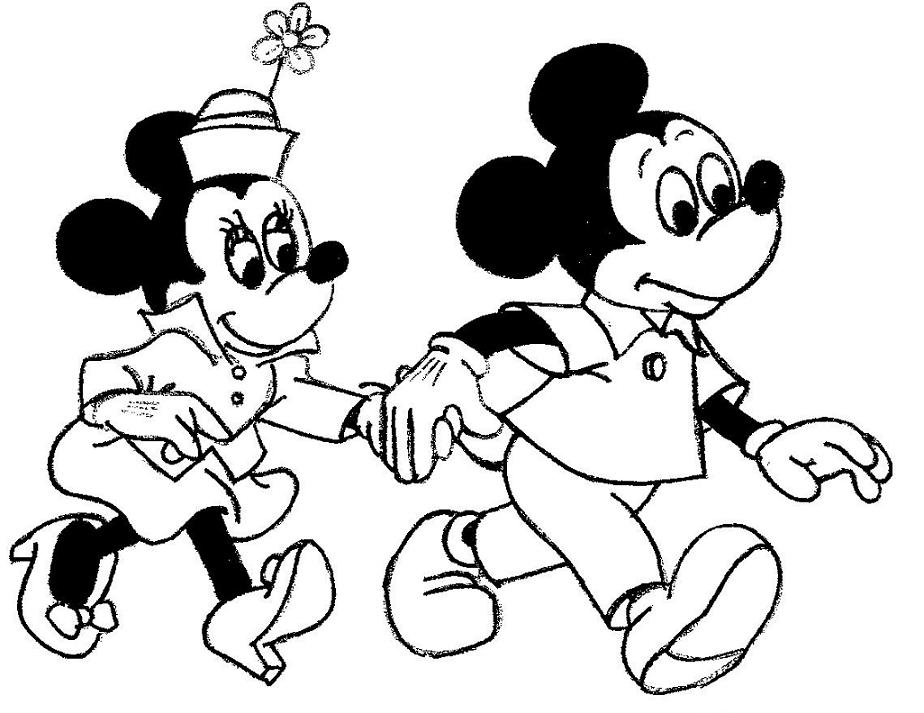 924x713 Mickey Holding Minnie's Hand Coloring Page Cartoon Pages