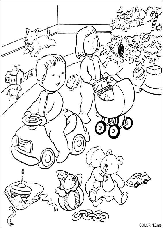 567x794 Coloring Page Christmas Children Are Playing