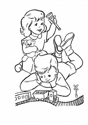 283x400 Kids Playing Coloring Page Odds Amp Ends