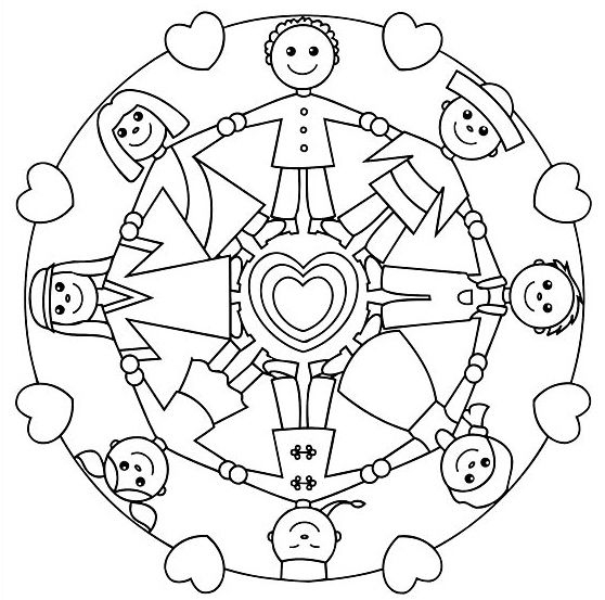 558x553 Free Mandala Coloring Pages For Kids Kids Playing Together