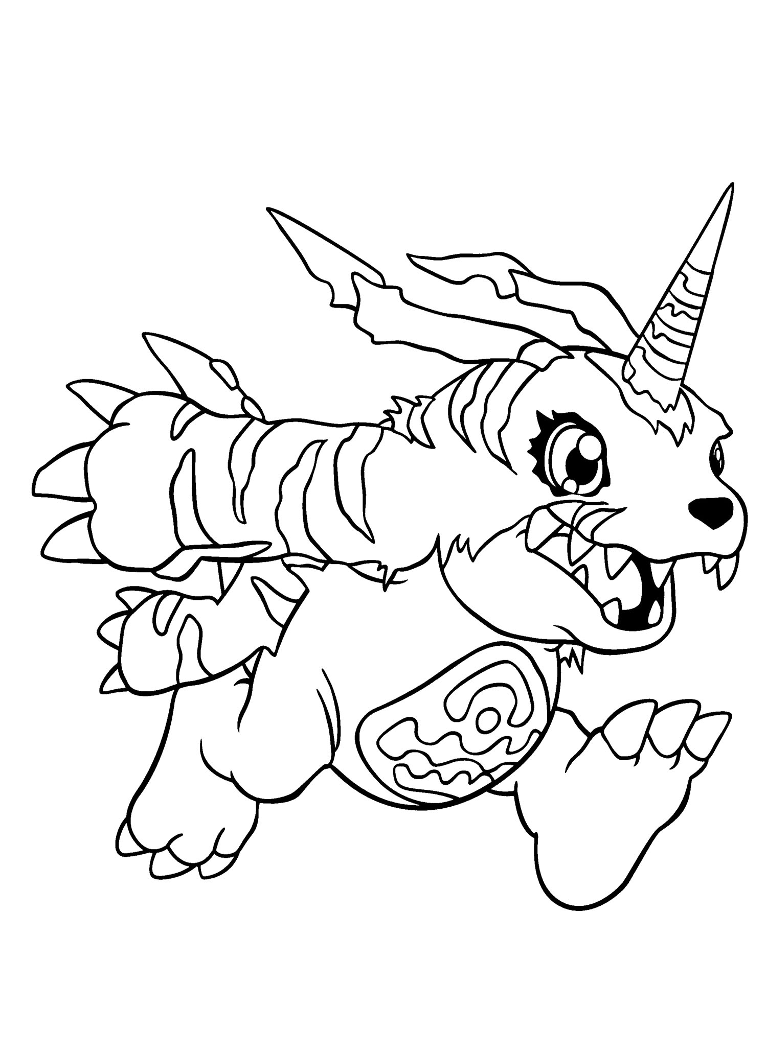 1500x2063 Gabumon Running Coloring Page Digimon Coloring Page