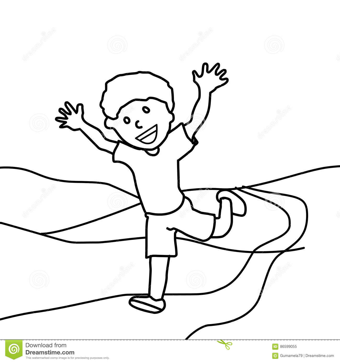 1300x1390 Happy Boy Running Coloring Page Hand Drawn Horizon Kids 86599055