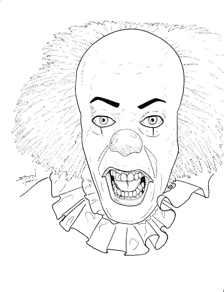 728x947 Clown Printable Coloring Pages Killer Clown Coloring Pages Scary