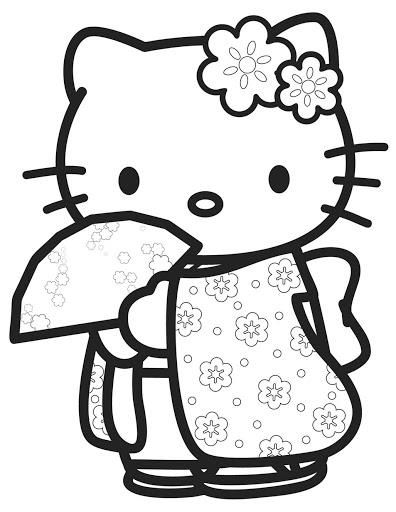 396x512 Hello Kitty Kimono Coloring Page 3428 Hello Kitty Coloring Pages