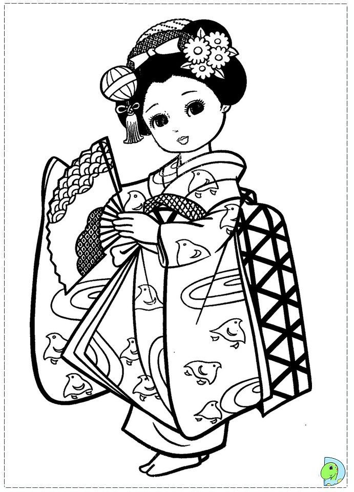 691x960 Japanese Coloring Pages Kimono Elegant Japan Girls Day Images