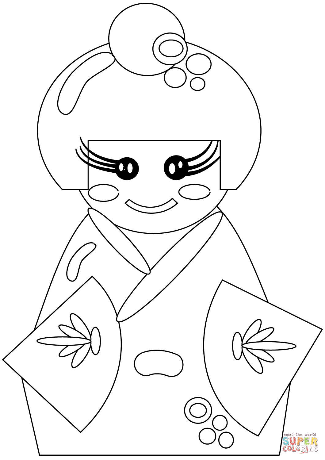 1060x1500 Japanese Doll Coloring Page With 8